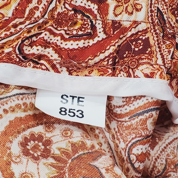 Zara Paisley Printed High Rise Pants Red Brown Multi Colored S - Picture 13 of 14